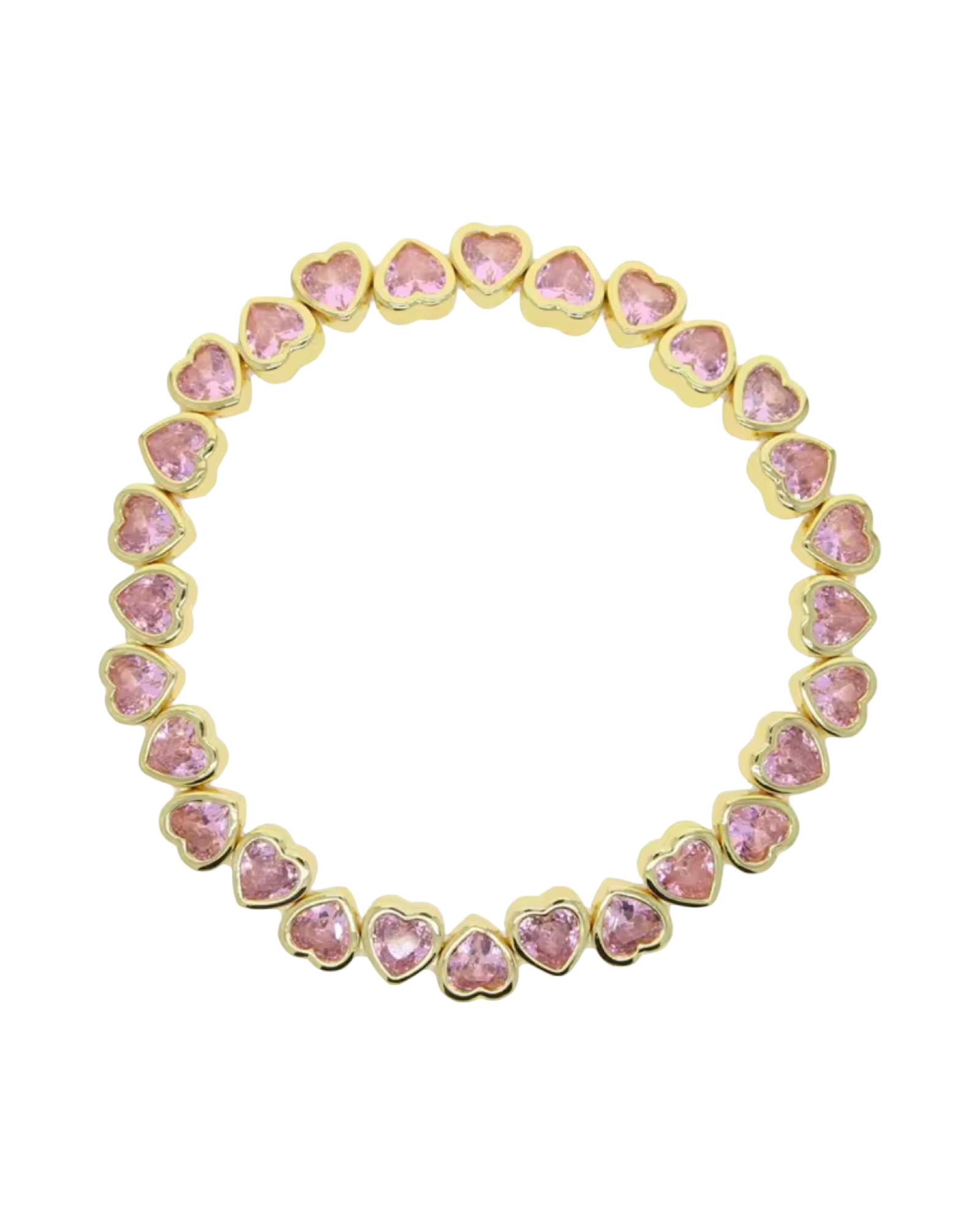 Pink - Gold Hearts Bracelet