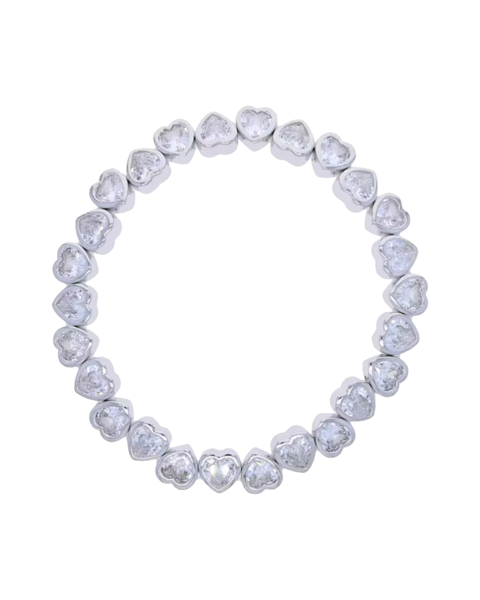 White - Silver Hearts Bracelet