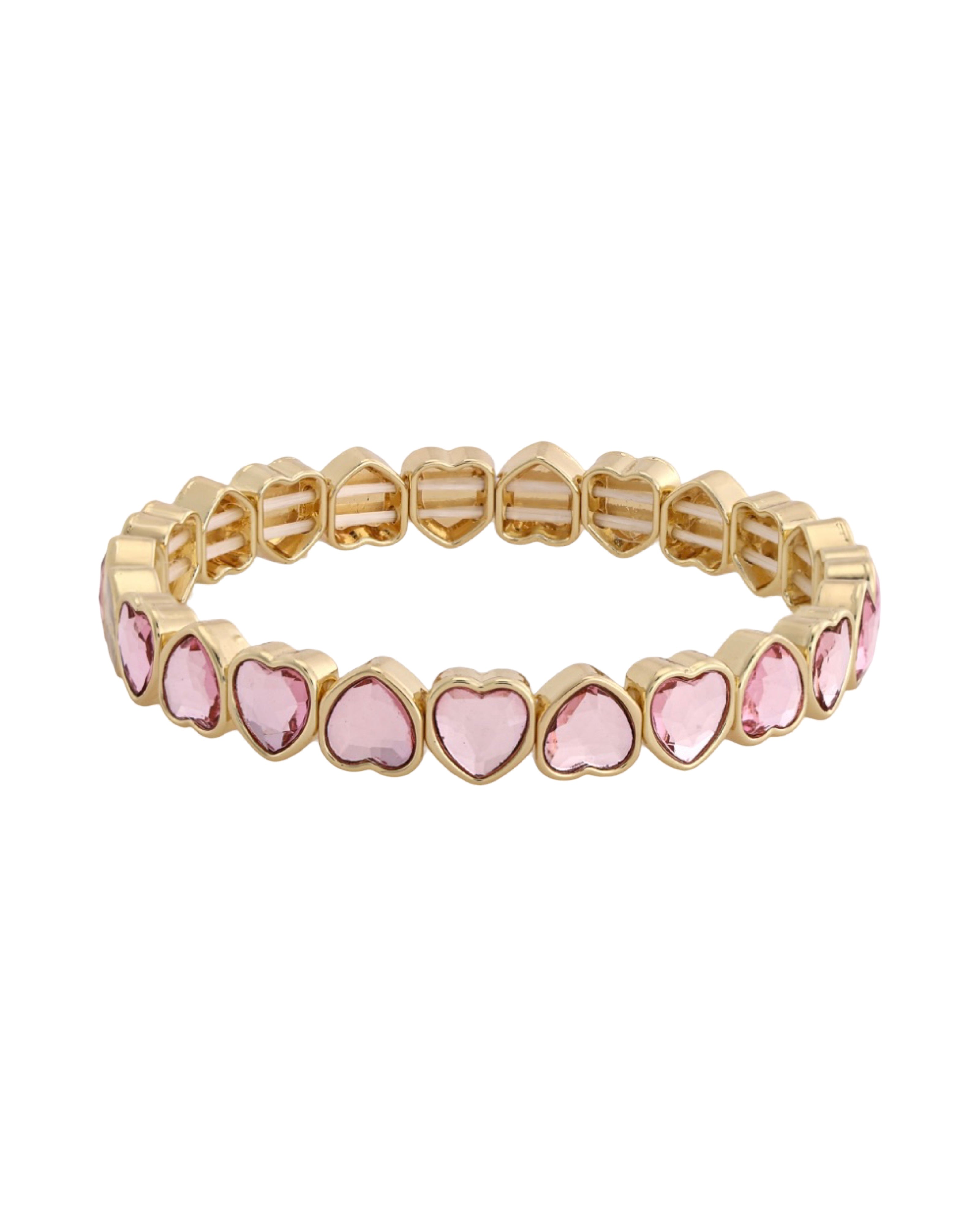 Mini Pink Love Loops Bracelets - Pink & Gold Color