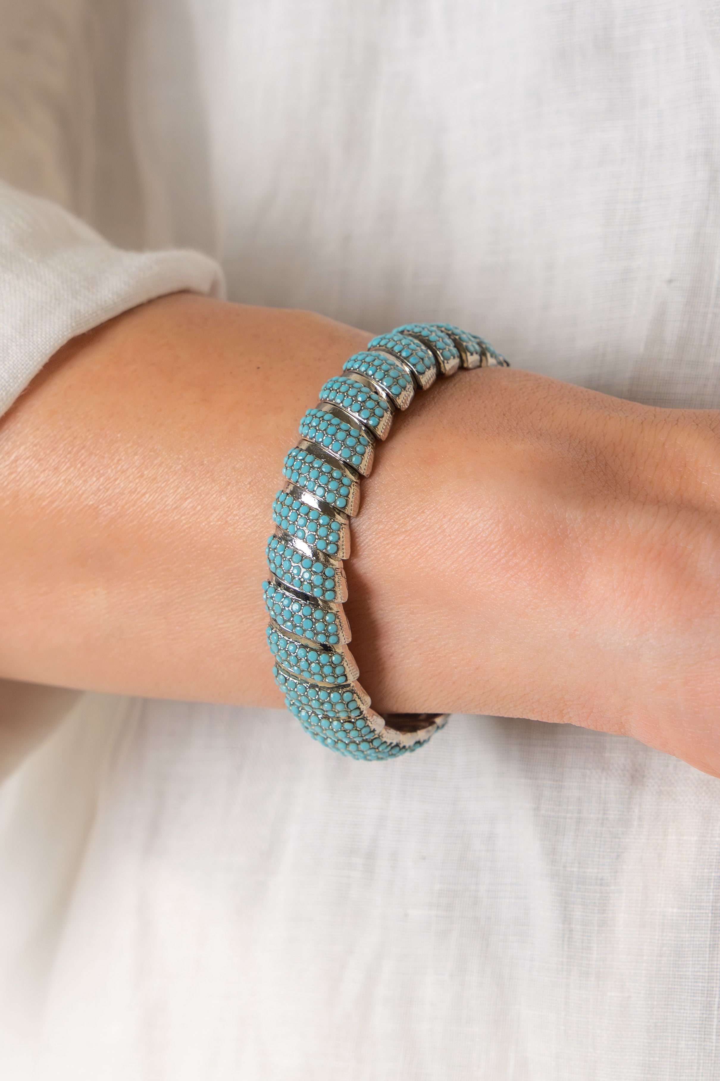 Light Blue - Silver Twistlets Bracelets
