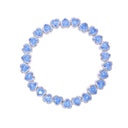 Aqua Blue - Silver Hearts Bracelet