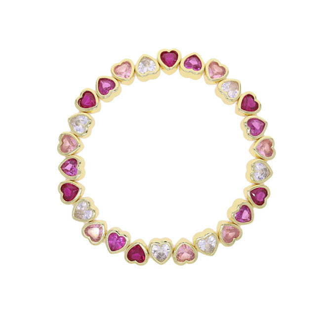 Pink Ombre Gold Hearts Bracelet
