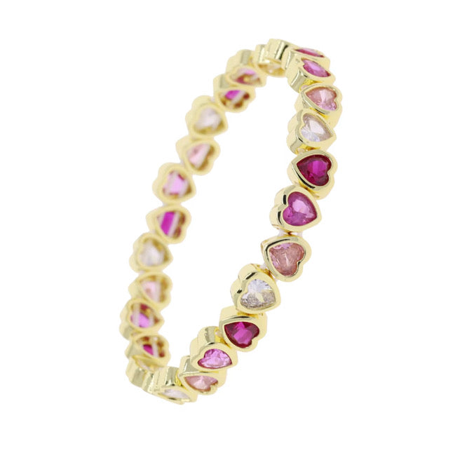 Pink Ombre Gold Hearts Bracelet