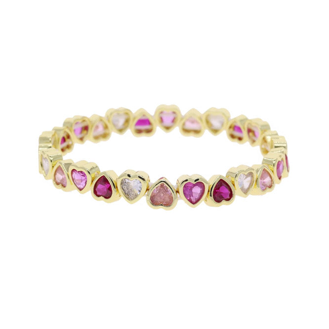 Pink Ombre Gold Hearts Bracelet
