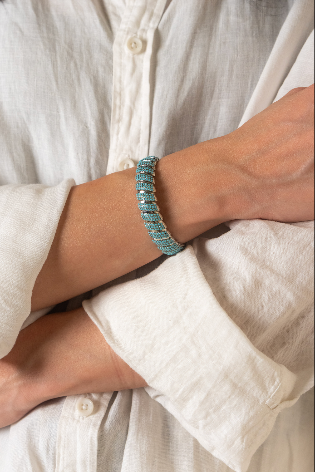 Light Blue - Silver Twistlets Bracelets